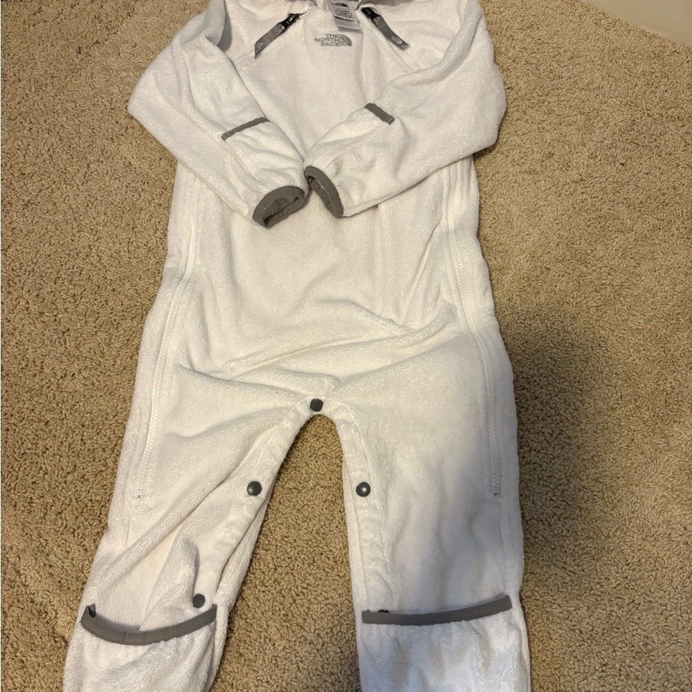 White Baby Snowsuit with Gray Accents